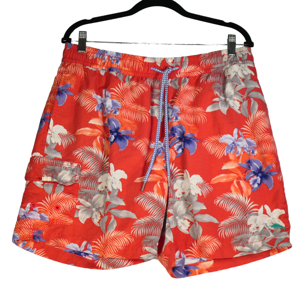 Tommy Bahama Swim Trunks Men Large Blue Pull On Drawstring Pockets Board Shorts
